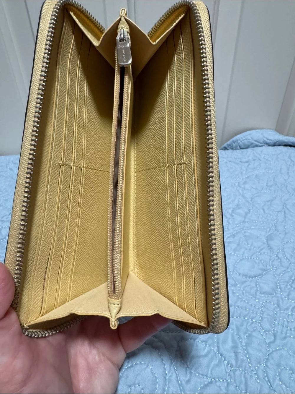 Coach Yellow Saffiano Leather Zip Wallet Yellow